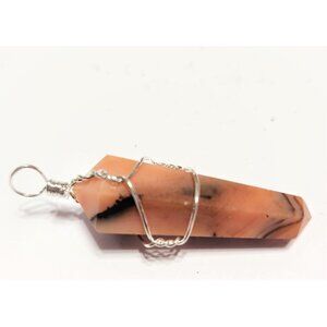 Natural Carnelian Double Terminated Silver Wire Wrapped Pendant Crystal Mineral